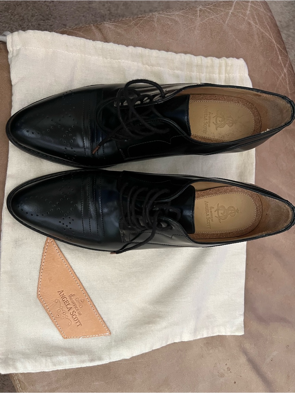 Office of Angela Scott heeled Black Leather Lace-Up Oxford (Miss Button) 39.5 - Picture 2 of 7